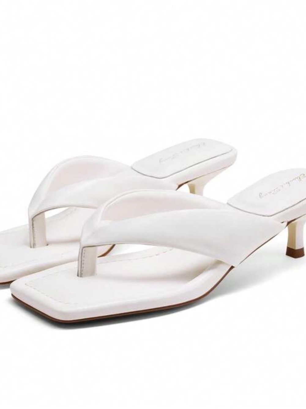 White Thong Kitten-Heel Sandals Flip Flopa for Women NWT